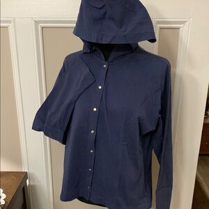 Vintage Bolle sport Navy Hooded snap front hoodie
